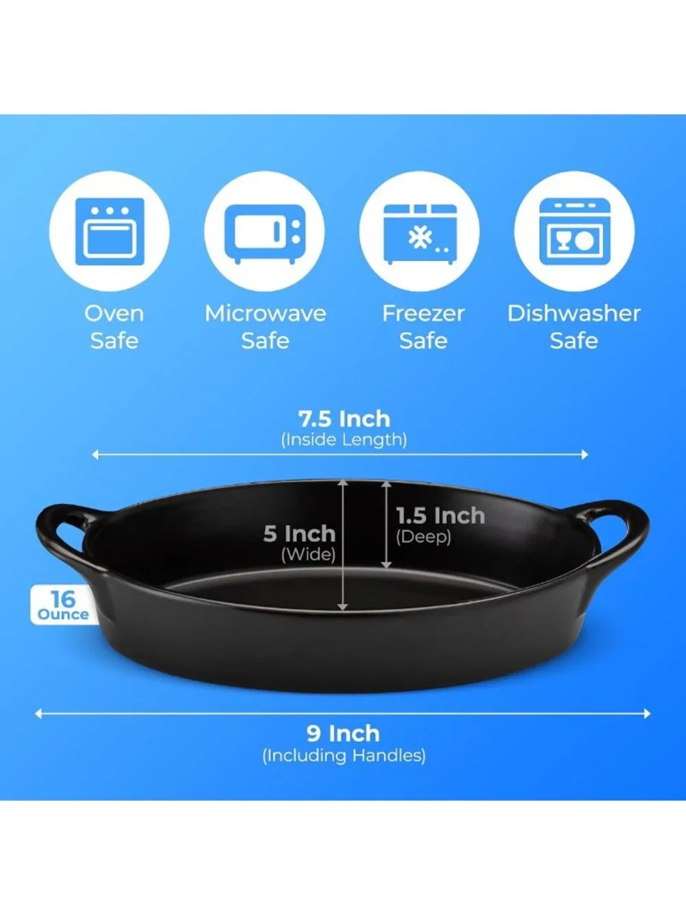 Set of 4 Oval Au Gratin Baking Dishes - Oven & Microwave Safe, Heat Resistant